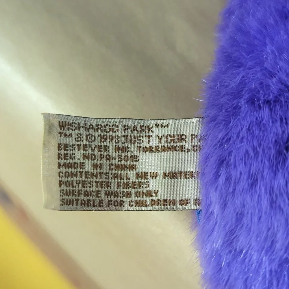 Vintage Wisharoo Park Bestever Plush Purple Monkey with Hat and Bow 1998 PBS